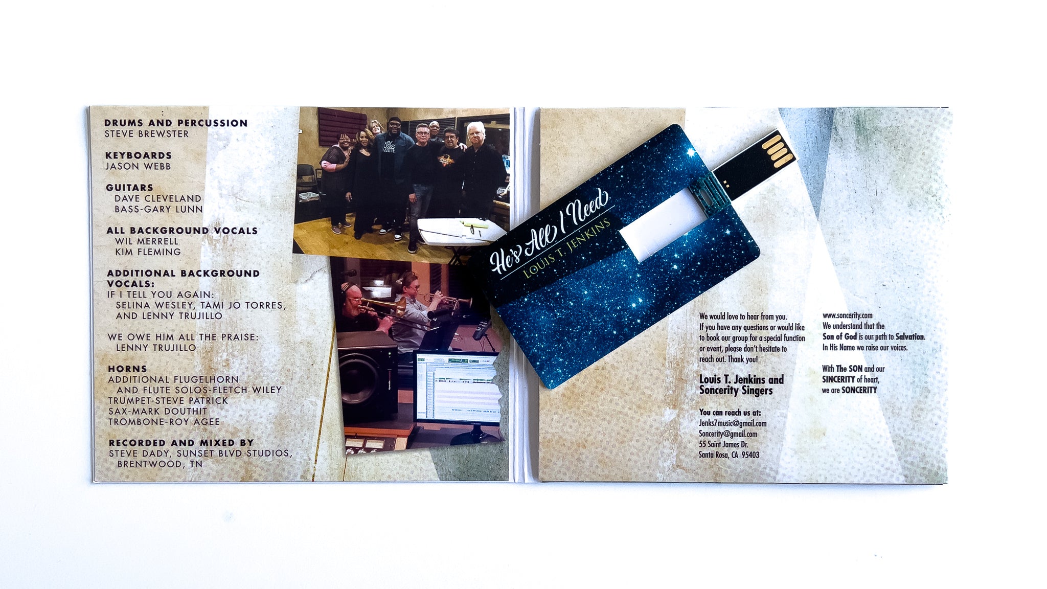 HE'S ALL I NEED — Louis T. Jenkins — USB Music Card – SONCERITY